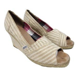 Toms women's size 8 wedge high heel shoes open toe